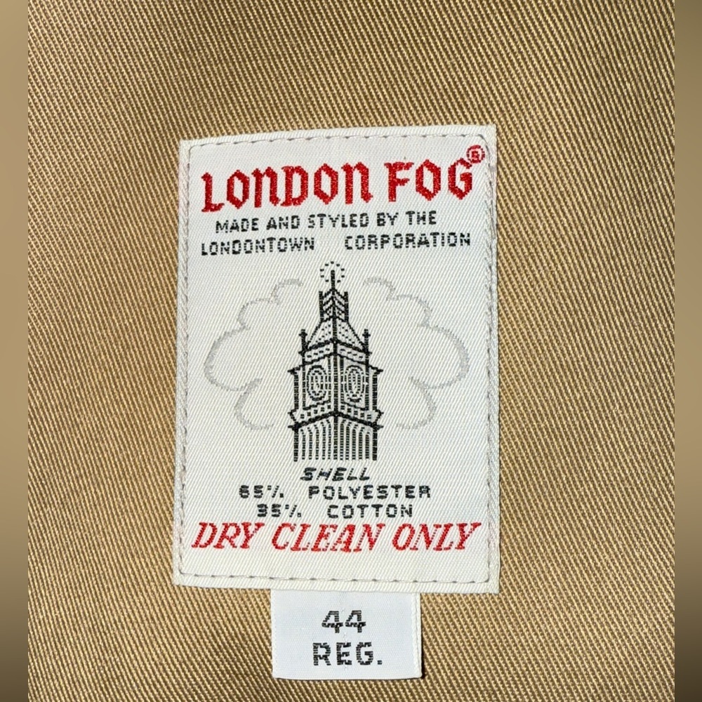 Vintage London Fog Tan Trench Coat Removable Zipped Lining Sz 44R Large - Picture 11 of 12